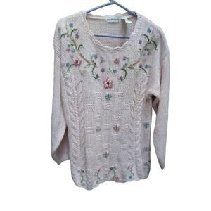 Bydesign Vintage Knit Pink Oversized Grandmacore Sweater Size S